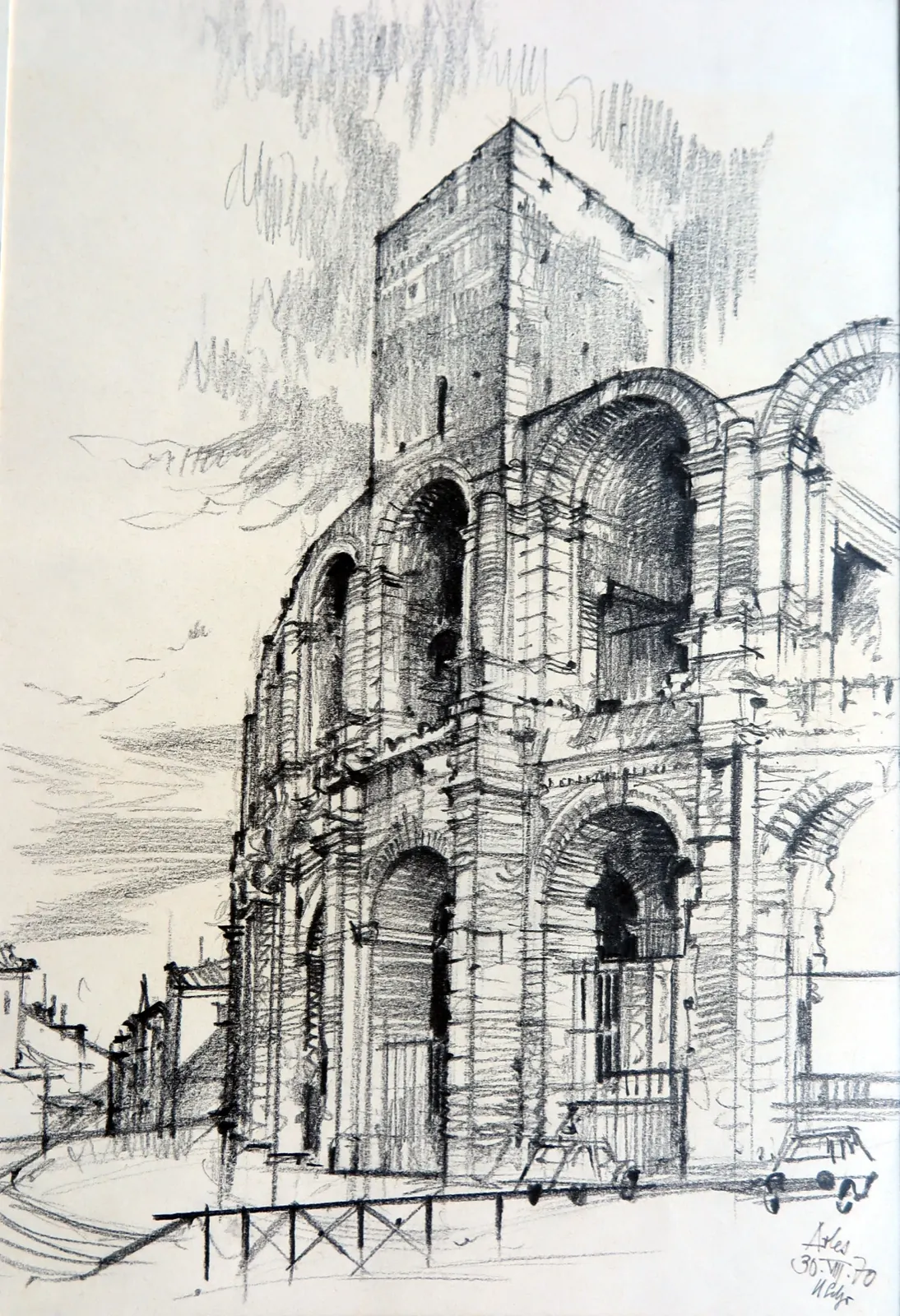 Ruine des römischen Amphitheaters in Arles