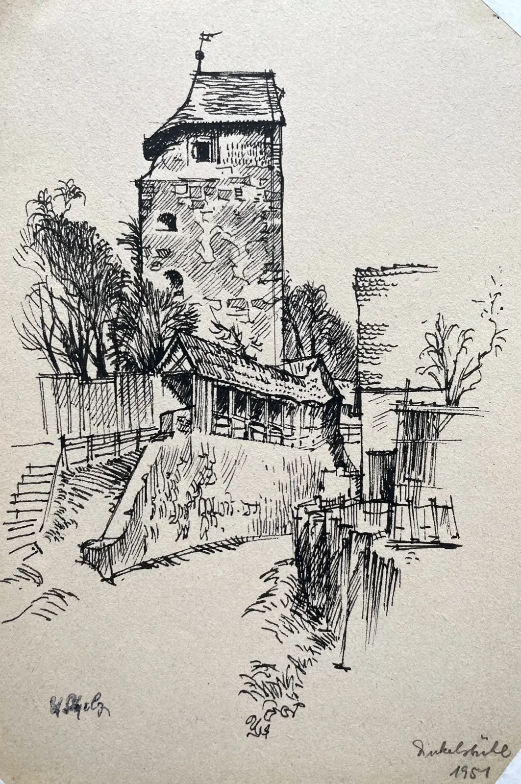 Stadtmauer mit Wehrturm in Dinkelsbühl