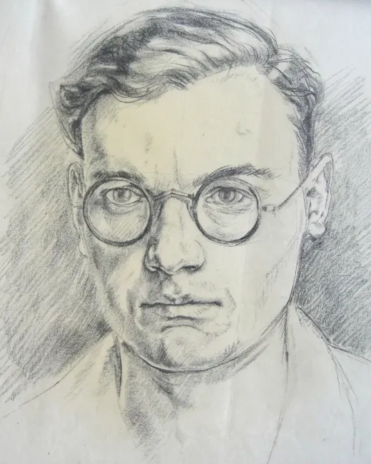 Selbstporträt von Udo Scholz, Bleistiftzeichnung um 1936